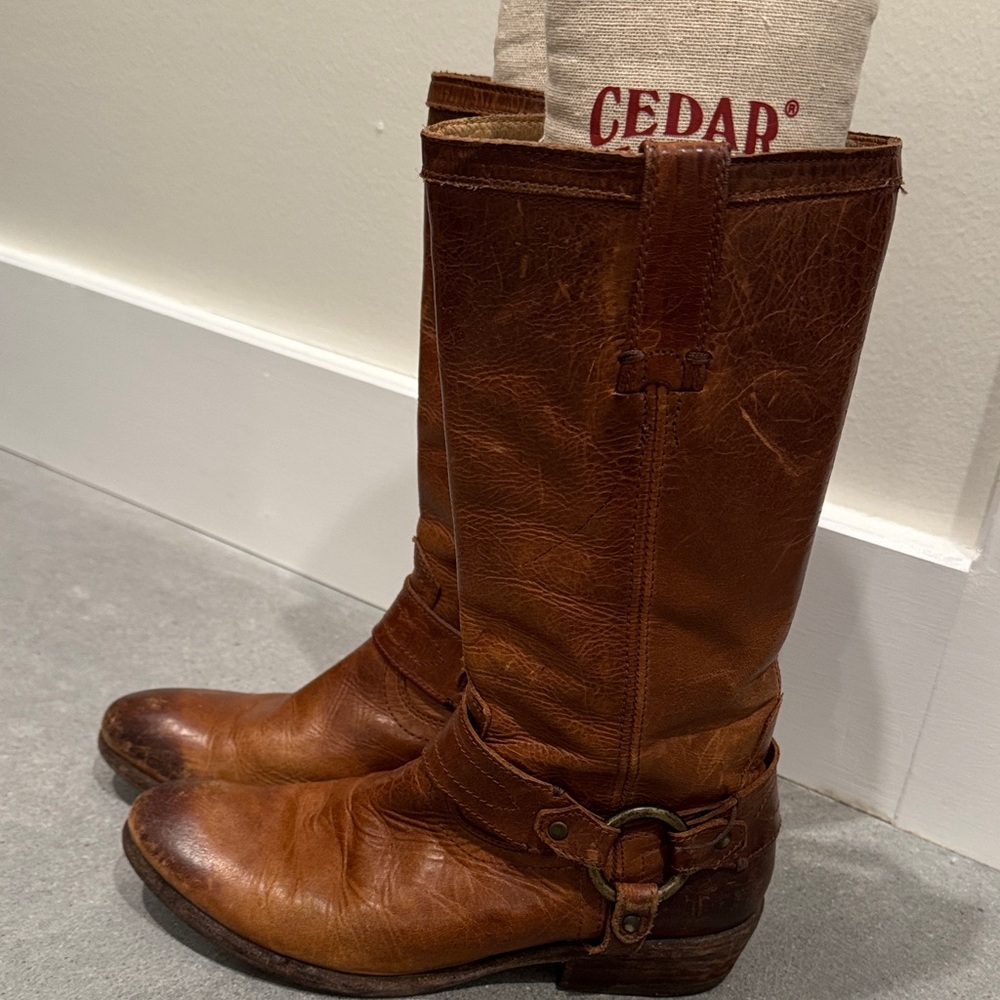 Frye Brown Leather Mid-Calf Boots